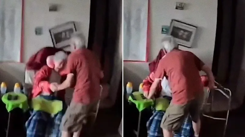 VIDEO: Pareja de ancianos se apoya mutuamente mientras el sismo sacude su casa en Venezuela