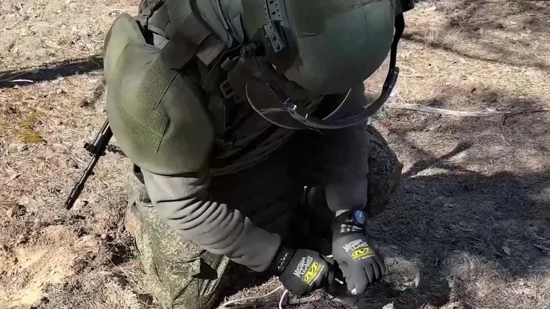 Zapadores de las Fuerzas Armadas rusas desactivan artefactos explosivos en Alioshki