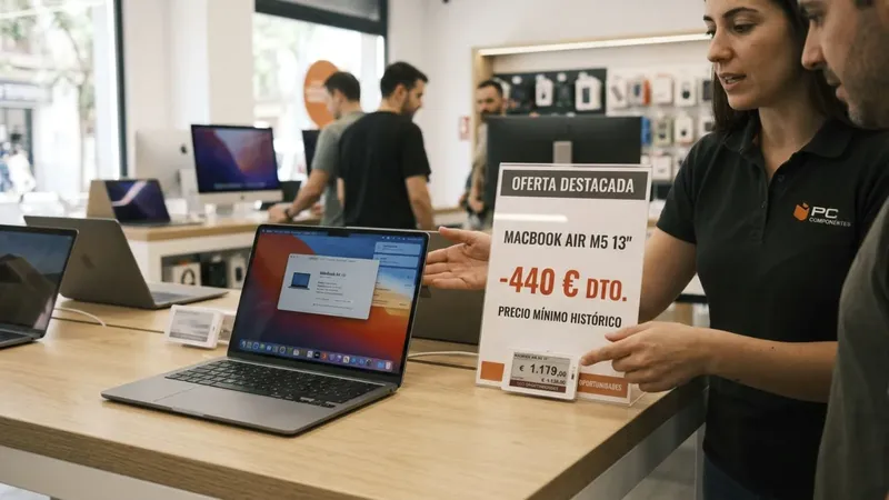 Precio mínimo histórico: MacBook Air M5 de 13″ por 440 euros menos en los PcDays de PcComponentes
