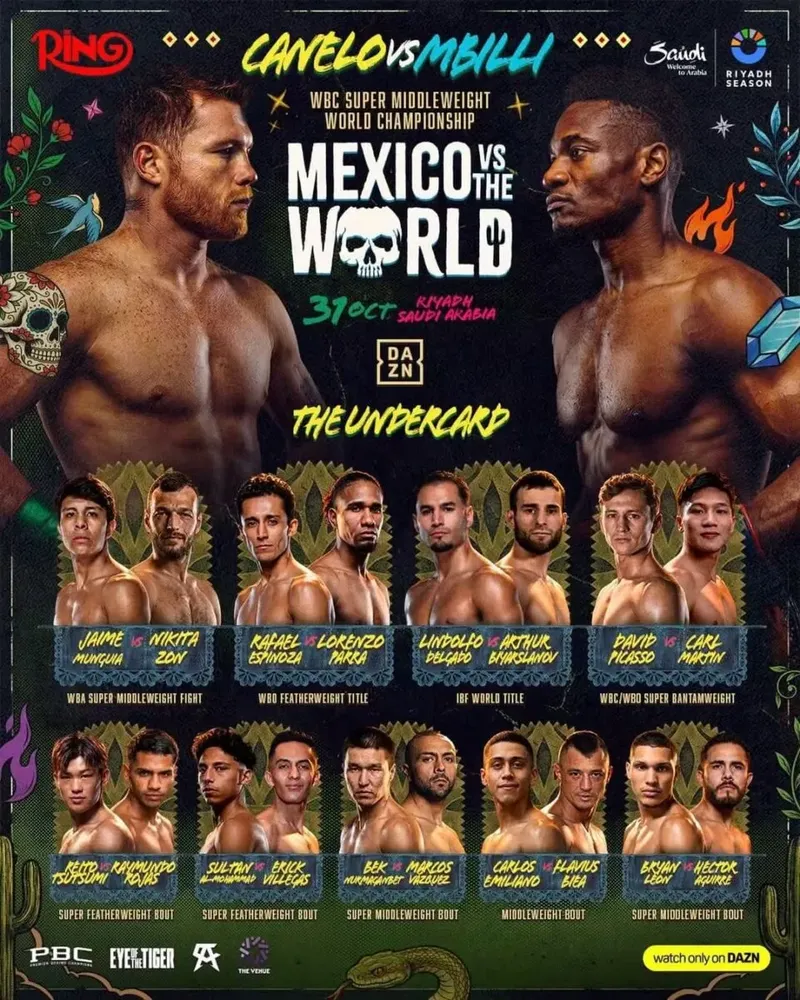 ¡México vs el mundo! Canelo yMbilli encabezan velada de alarido en Riyadh