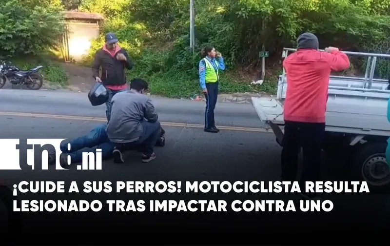 Perro se atraviesa en la carretera Vieja a León y deja a motociclista lesionado
