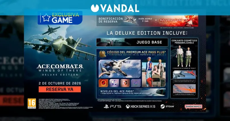 Ya puedes reservar Ace Combat 8: Wings of Theve y su Deluxe Edition de forma exclusiva en GAME