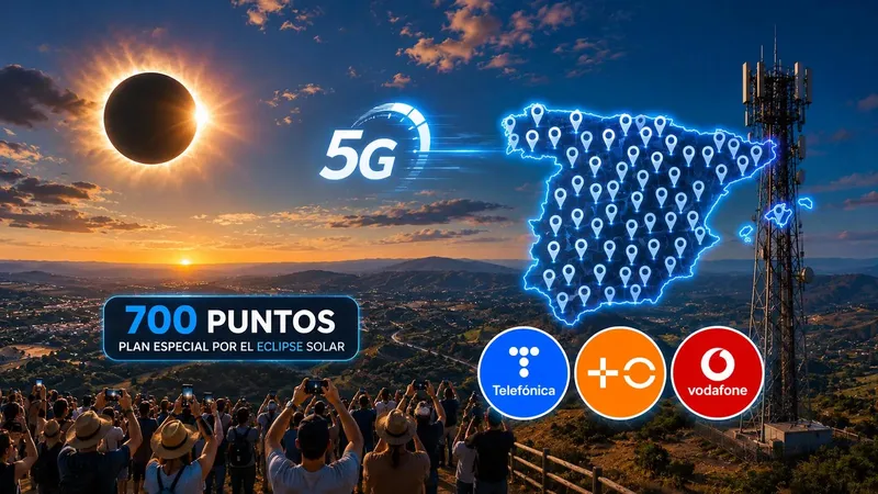 Telefónica, MasOrange y Vodafone activan un plan especial para sus redes móviles en 700 puntos por el eclipse solar