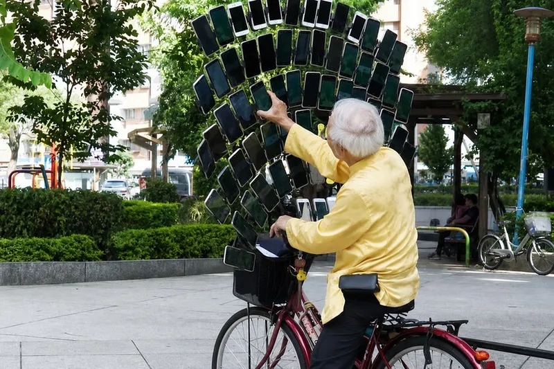 La historia del abuelo Pokémon que acopló más de 70 móviles a su bicicleta para hacerse con todos