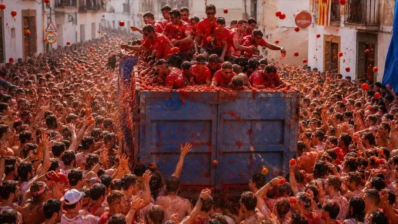 Más de 20 000 personas participan en el festival ‘La Tomatina’ en España