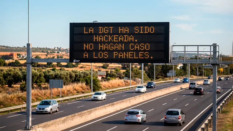 Habrían hackeado los paneles de información de la DGT: el enorme problema que un atacante estaría provocando en decenas de carreteras