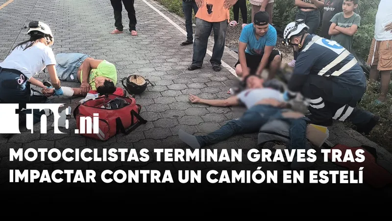 Motociclistas resultan lesionados tras chocar contra un camión en peligrosa curva, Estelí