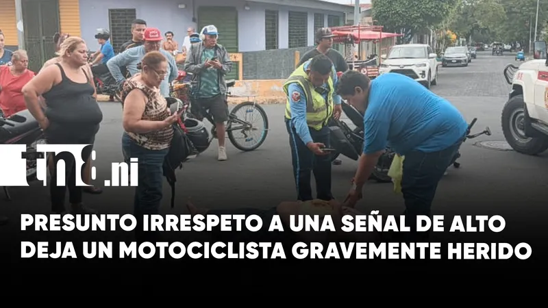 Irrespeto a señal de alto deja motociclista gravemente lesionado en Managua