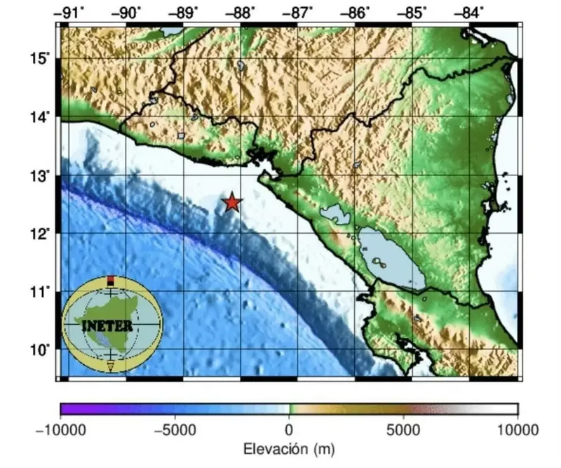 INETER registra sismo de magnitud 4.8 en el occidente de Nicaragua