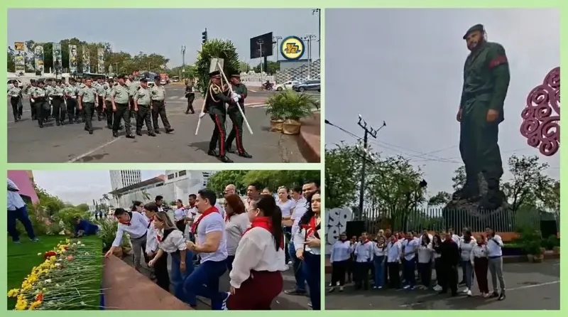 Fidel Castro recibe homenaje del Ejército y Cancillería en Nicaragua