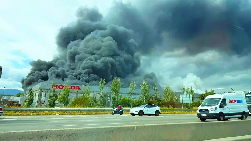 Honda explica la realidad del incendio de su fábrica en Barcelona, para eliminar bulos, mentiras e informaciones no confirmadas