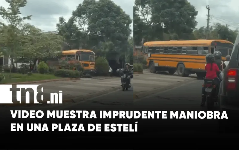 Video capta la imprudencia de un conductor de bus en una plaza de Estelí