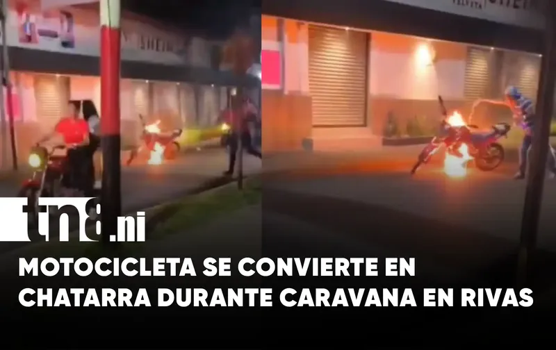 Motocicleta se prende en llamas durante caravana por triunfo del Frente Sur en Rivas