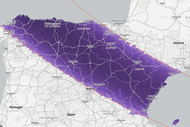 El mapa interactivo del eclipse del 12 de agosto. Consulta aquí la duración y la previsión en cada pueblo y ciudad de España
