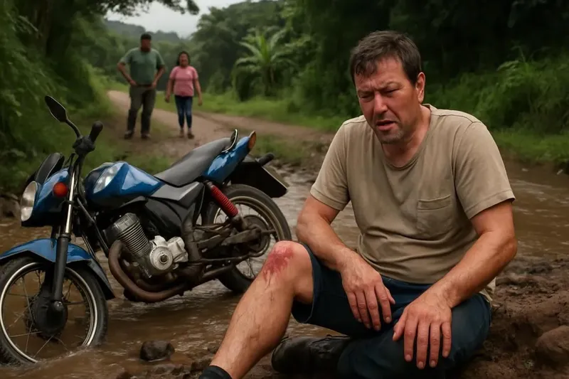 Hombre se lesiona al caer con su moto a un río en La Concordia