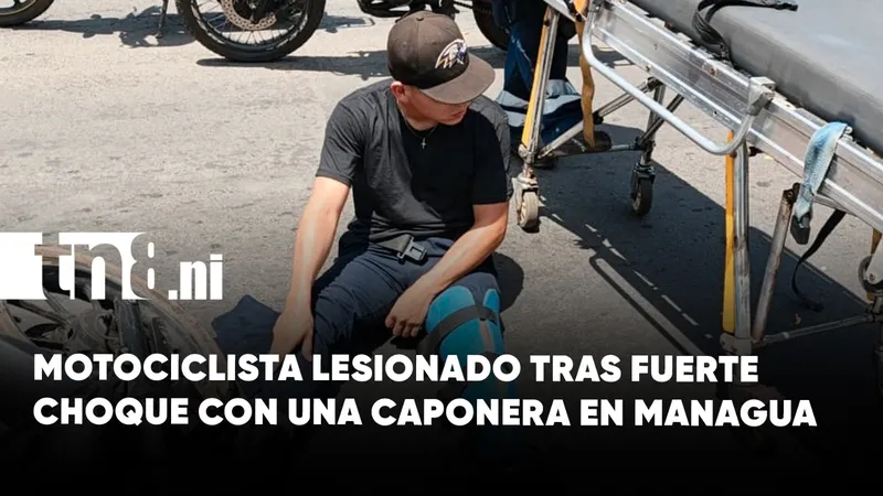 Motociclista resulta lesionado tras colisión con caponera en Managua