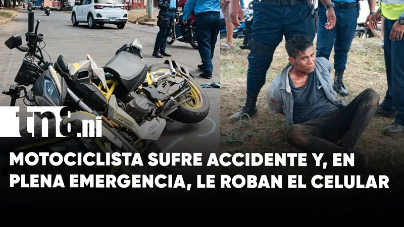 Motociclista resulta lesionado tras colisión; capturan a sujeto que presuntamente le robó el celular
