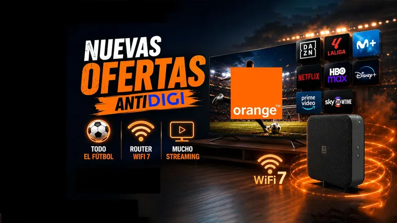 Orange mejora su ofensiva contra Digi con nuevas ofertas: todo el fútbol, streaming y WiFi 7 con descuento