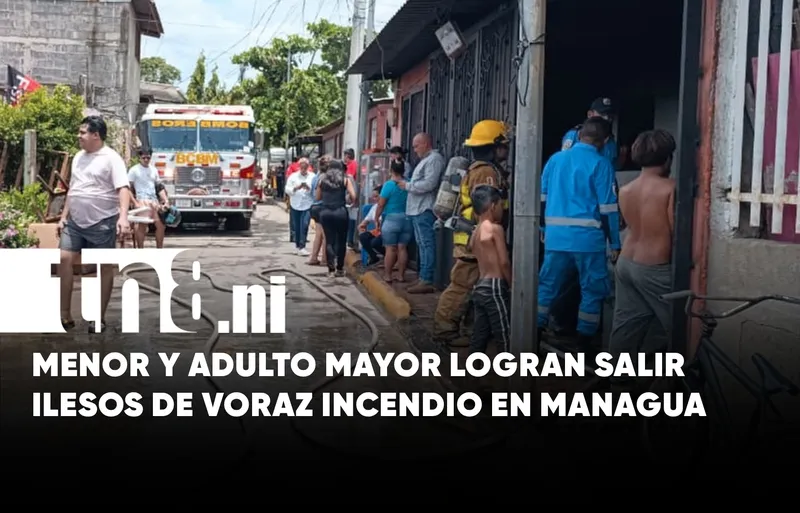 Familia logra escapar de incendio que arrasó con su vivienda en Managua