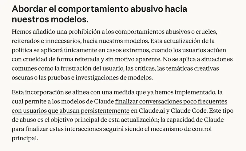 Claude dejará de hablarte si eres cruel con él: Anthropic actualiza sus normas de uso
