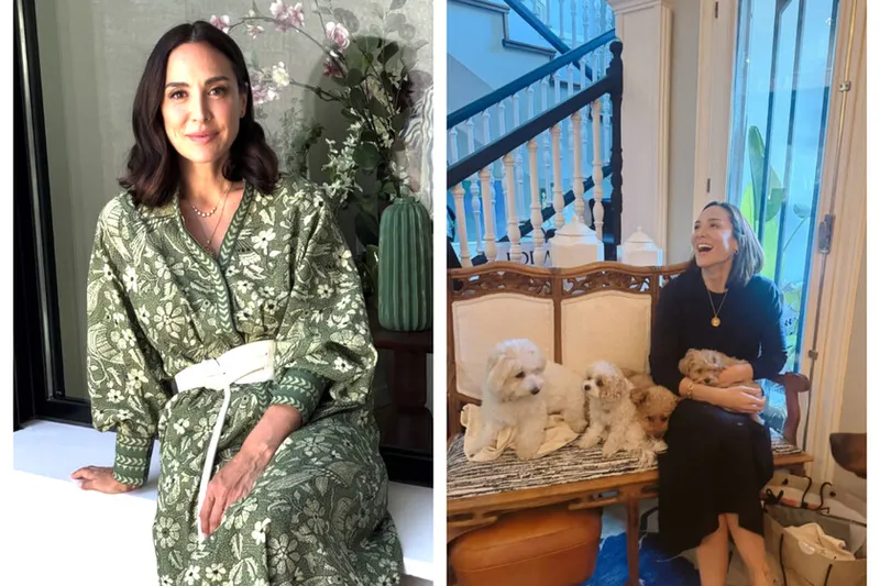 Así es el dormitorio de Tamara Falcó: tonos empolvados, cabecero tapizado, molduras y dos enormes obras de arte