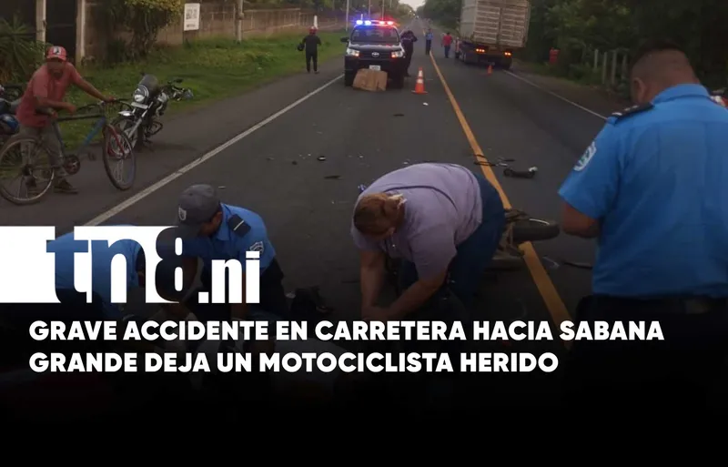Motociclista queda grave tras colisionar contra camión en vía a Sabana Grande