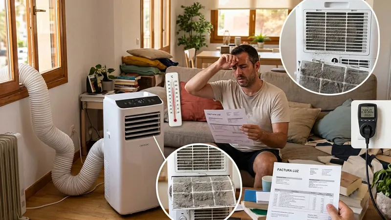 Cinco errores con el aire acondicionado portátil que pueden disparar tu factura de la luz este verano