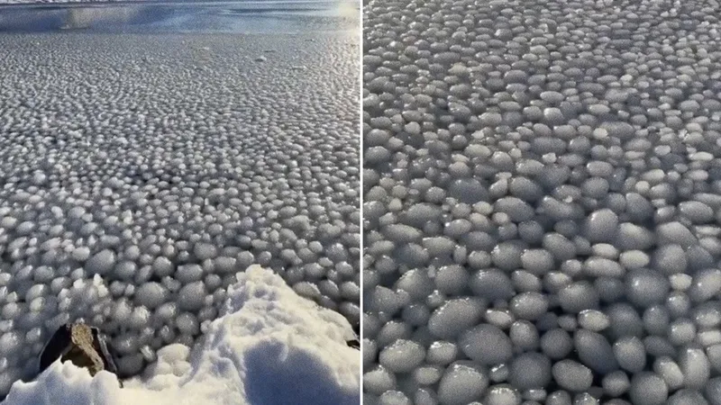 Miles de esferas de hielo cubren una laguna en un fenómeno natural impresionante