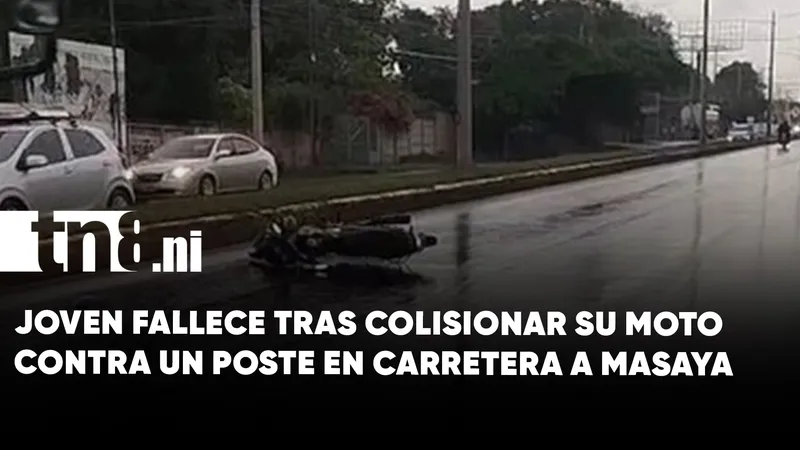 Jovencito fallece tras colisionar su moto contra un poste en carretera a Masaya