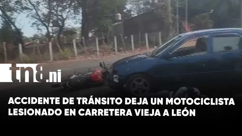 Motociclista lesionado tras accidente de tránsito en carretera vieja a León, Managua
