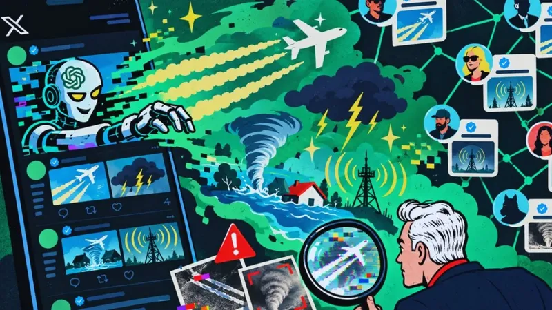 Una red de cuentas verificadas está llenando X de tormentas, chemtrails y desastres que nunca ocurrieron. La IA acaba de darles el arma perfecta