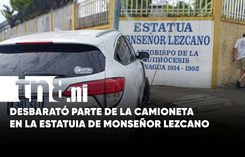Managua: Distracción la llevó a estrellarse en la Estatua de Monseñor Lezcano