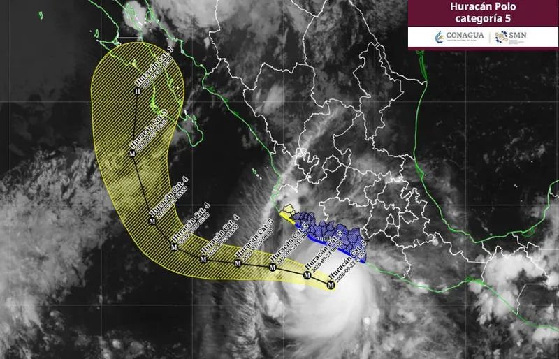 Huracán Polo recupera categoría 5 y mantiene en alerta al Pacífico mexicano