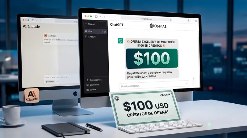 La agresiva oferta de OpenAI para que dejes Claude por ChatGPT: regalan 100 dólares en créditos si cumples este requisito