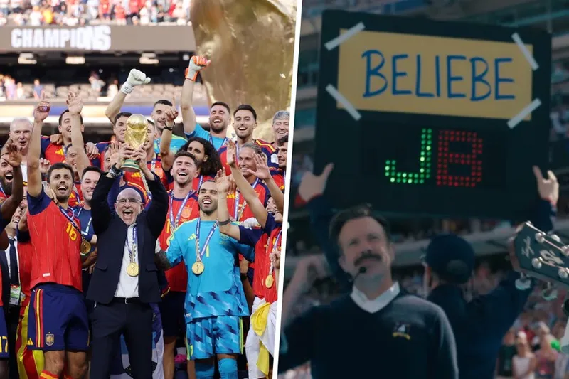 Apple se coló en la victoria de España con un detalle en el estadio que solo los fans de 'Ted Lasso' entendieron