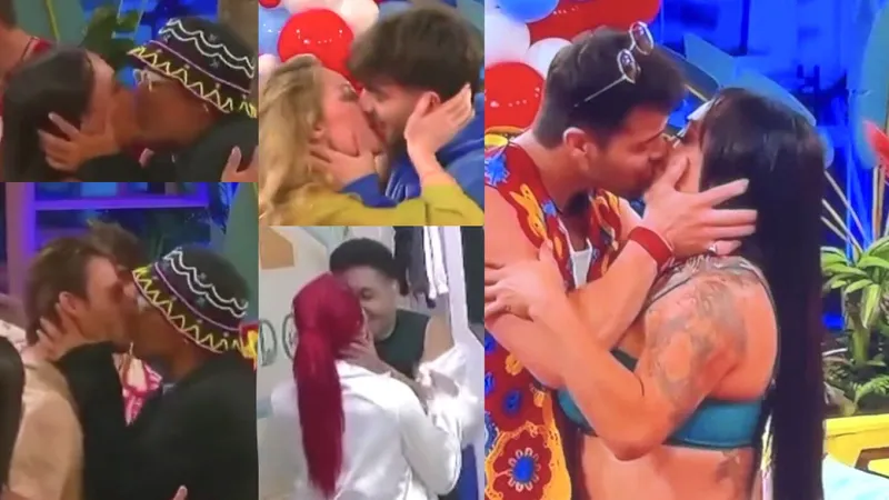 ¡Besos entre todos! Ese Pérez con Flor, Fede con Gema y Moisés con Karina Torres