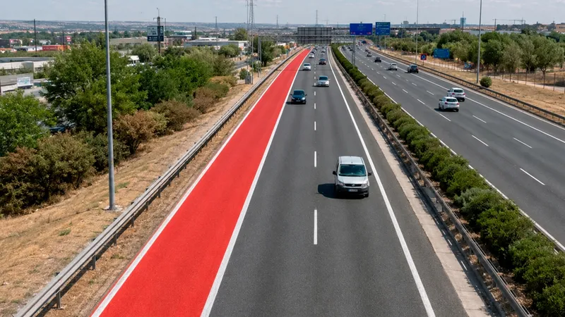 Los nuevos carriles rojos de la DGT ya están en pruebas: cómo funcionan y qué hacer para evitar multas