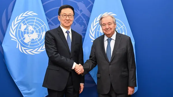 Vicepresidente chino se reúne con el secretario general de la ONU