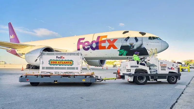 Los pandas gigantes chinos Ping Ping y Fu Shuang llegan a la ciudad estadounidense de Atlanta