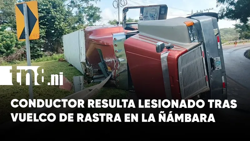 Vuelco de rastra en La Ñámbara deja un conductor lesionado y daños materiales