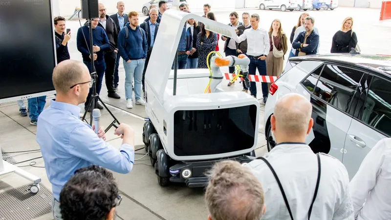 Volkswagen presenta un cargador móvil para coches eléctricos al más puro estilo ‘Power Bank’ con ruedas