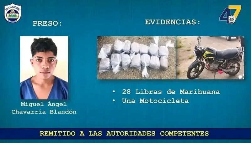 Policía captura en Quilalí a joven con 28 libras de marihuana