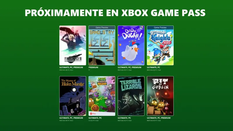 Anunciados los juegos de Xbox Game Pass de la segunda mitad de octubre de 2026, con el flamante Final Fantasy VII Remake Intergrade como gran reclamo