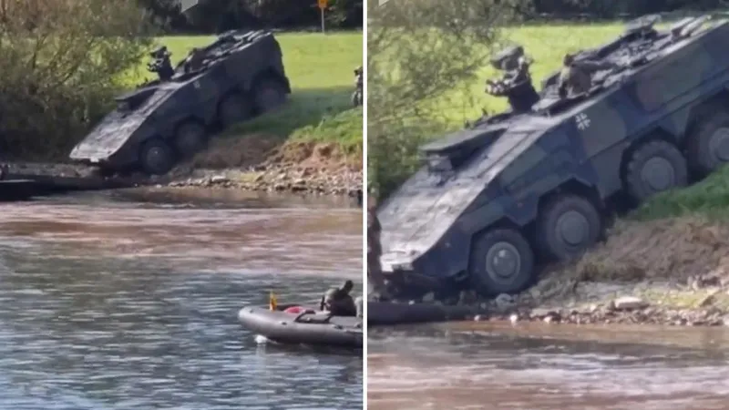 VIDEO: Un blindado alemán se atasca a orillas de un río durante unos ejercicios