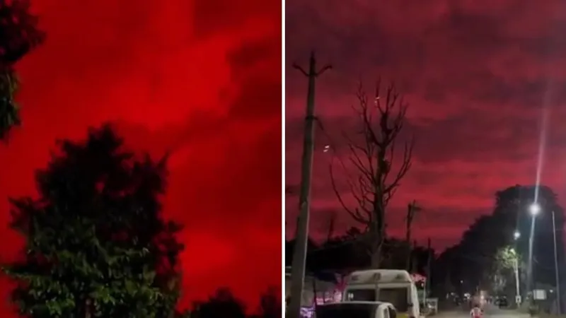 Halloween ideal: el cielo se tiñe de rojo, al estilo de 'Stranger Things', sobre la India (VIDEOS)