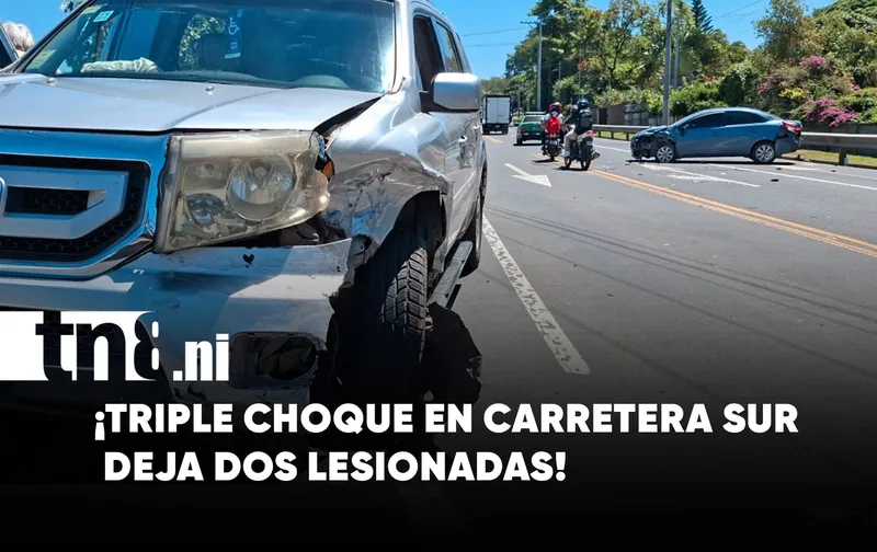 Triple colisión en Carretera Sur deja dos personas lesionadas