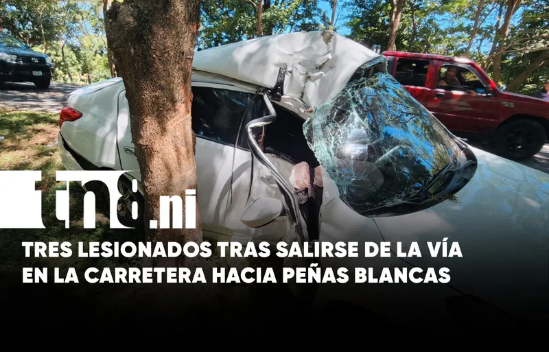 Hueco en la carretera provoca violento accidente cerca de Peñas Blancas, en Rivas