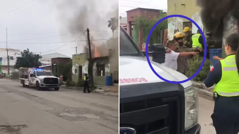Bombero llega al incendio, se da cuenta que es la casa de su abuela e intenta meterse a rescatarla