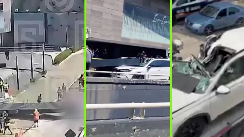Cae estructura metálica de una tonelada en Interlomas y m4ta a conductora que IBA PASANDO