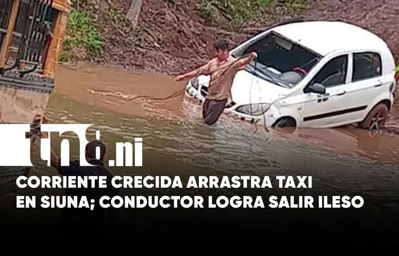 Taxista desafía río crecido y termina arrastrado por la corriente en Siuna